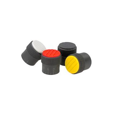 Knurled Head Size Size, Form:C Scale, D=5, D1=21, H=22, Thermoplastic Black
