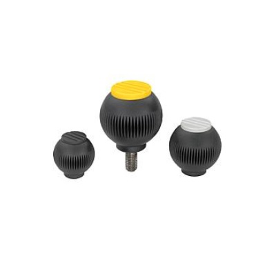 Sphere Handle Bo.2, D1=32 D=M08X40, Thermoplastic Black Ral7021, Bil:Steel,