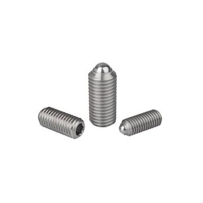 Ball Set Screw Spring Force D=M10 L=23, Stainless Steel, Stainless