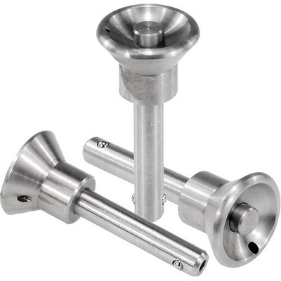 Ball Lock Pins With Mushroom Handle, D1=5, L=10, L1=6, L5=16, Stainless