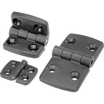 Hinge 55.5X48, Thermoplastic Black, Bil:Stainless Steel, A1=15, A2=17.5,