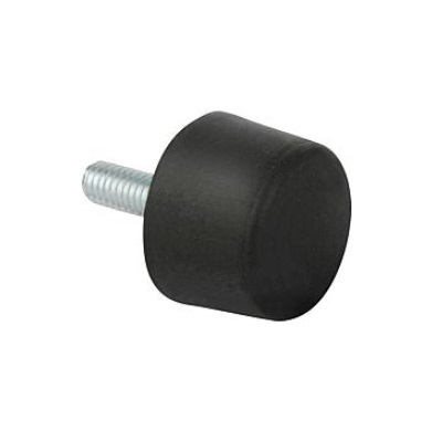 Rubber Buffer Conical External Thread M10X28, D=50, H=18, Steel, Bil:Elast.