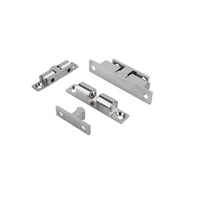 Double Ball Lock Latch, L=49, W=8.8, H=10.6, A=39.8, Brass Chrome Plated,