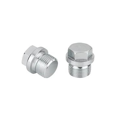 Threaded Plug Dın910 Without Air Vent, M48X2, Sw=30, Form:A, Steel Galvanized