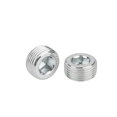 Threaded Plug Din906 Without Air Vent, R1/4, Sw=7, Shape:A, Steel Galvanized