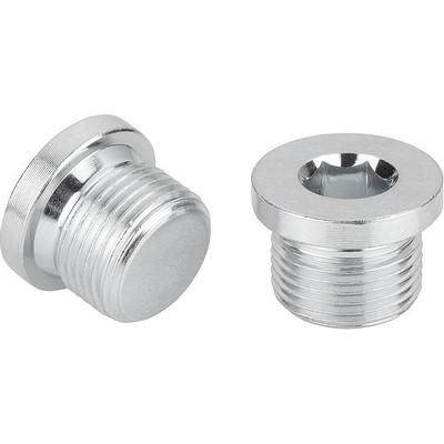 Threaded Plug Din908 Without Air Vent, M8X1, Sw=4, Shape:A, Steel Galvanized