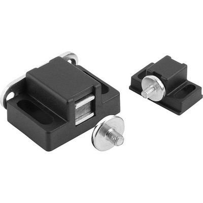 Magnetic Lock, A=20, Polyamide Black,  Steel Galvanized Coating, Flat Head