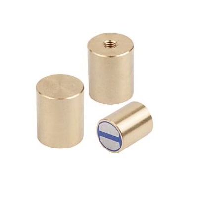 Magnet Rod Magnet, Round, D=32, Form:A, Ndfeb, Bil:Brass