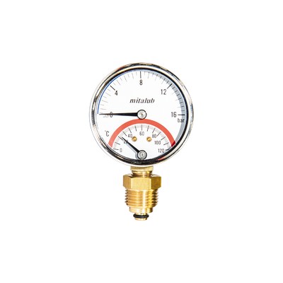 63 mm 16 Bar Bottom Manometer with Thermometer