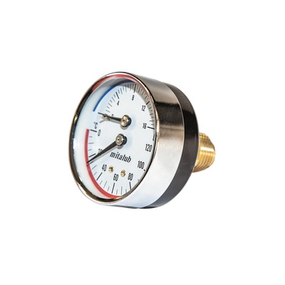 Rear Manometer with 63 mm 16 Bar Thermometer