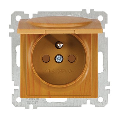 Mec+key UPS CAPTURE (French) socket (Child protection) oak