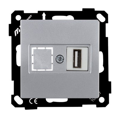 Elitra Data socket 1*USB screw silver
