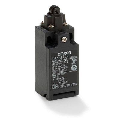 OMRON Güvenlik Limit Switch, D4N, M20 (1 kablo yuvası), 1NC/1NO (hızlı kapama), üstten basmalı makaralı 4547648030373