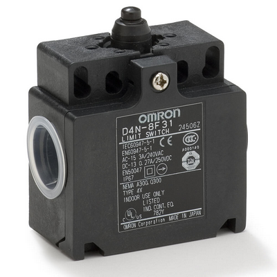 Omron Safety Limit Switch, D4N, M12 Connector (1 Conduit), 1NC/1NO (Snap-Action), Top Plunger 4547648033947