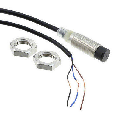 Omron Inductive Sensor, Rice-Nickel, Short Body, M12, Dislocated Head, 5mm, DC, 3 Cable, PNP-NA, 2M cable 4548583549432
