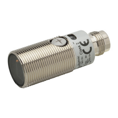 Omron photoelectric sensor, M18 axial, metal body, red LED, transparent object detection, 0.1-2m, NPN, L-on/D-on, M12 connector 4548583441187