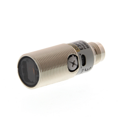Omron photoelectric sensor, M18 axial, metal body, red LED, transparent object detection, 500mm, PNP, L-on/d-on, M12 connector 4548583441392