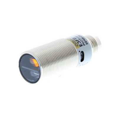 Omron photoelectric sensor, M18 axial, metal body, red LED, background suppression, 100mm, npn, L-on/d-on, M12 connector 4548583441149