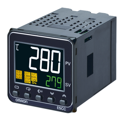 Omron Temperature Controller, Pro, 1/16 DIN (48x48mm), 1 x 12 VDC voltage output, 2 alarm exit, 100-240 VAC, Push-in Plus Terminal 4548583762343