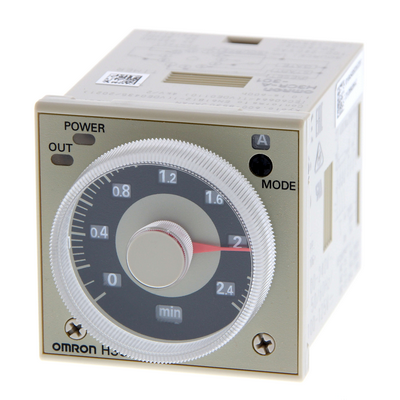 Omron Timer, Plug-in, 8-Pin, 1/16Din (48 x 48mm), On/Flicker-on/Flicker-Off/Interval/One-Shot-DELAY, 0.05S-300H, DPDT, 5 A 4548583553323