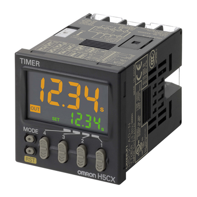Omron Time Relay, DIN 48x48 mm, IP66, 4 -digit, multi -time interval 0.01 s - 9999 hours (10 December), Multifonction, NPN/PNP/No voltage entrance can be selected, SPDT 5 A relay output, 12-24 VDC/24 