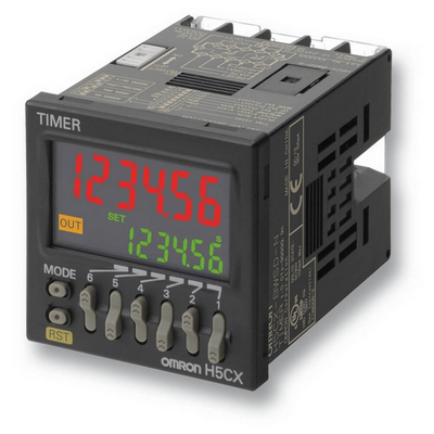 Omron Timer, DIN48x48mm, IP66, 6 Preset & 6 Actual Time Digits, Multi Range 0.01s To 99999.9H (4 Ranges), 2-Function, NPN/PNP/NO voltage input Selectable, 100MA 30VDC NPN Transistor Output, 12-24VDC S