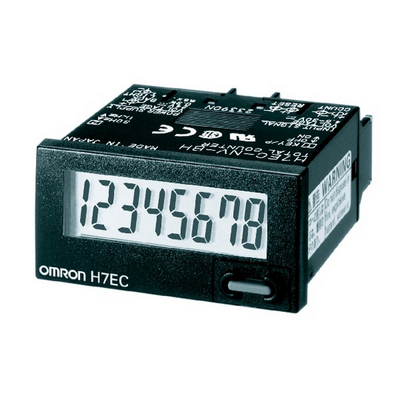 Omron Total Counter, DIN 48x24 mm, Internal Battery, LCD, 8 Households, 30CPS/1KCPS, VDC Entry, Gray Case 4548583755659