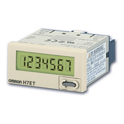 Omron Time Counter, DIN 48x24 mm, Internal Battery, LCD, 7 Households, 999999.9H / 3999D23.9H, VAC / DC Entry, Gray Case 4548583755956