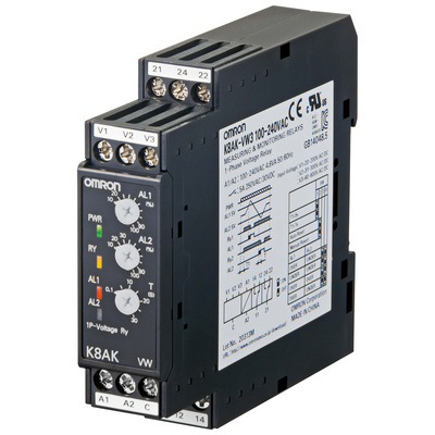 Omron Monitoring Relay 22.5mm Width, Single Phase Over and Low Voltage 1 - 150V AC or DC, 2 SPDT, 100-240 VAC 4548583402386