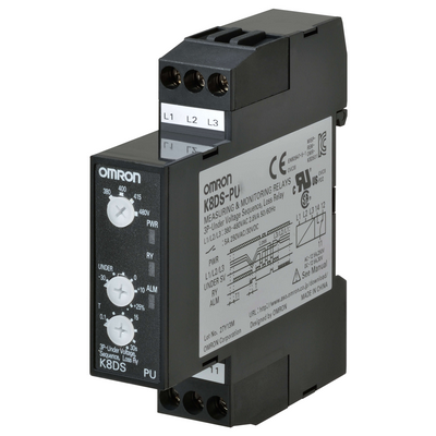 OMRON Monitoring Relay 17.5mm Width, 3 Phase, Low Voltage, Phase Empire and Phase Loss, Voltage Asymmetry, 3 Phase 3 Cable, 200 - 240 VAC, 1 SPDT 4548583481534