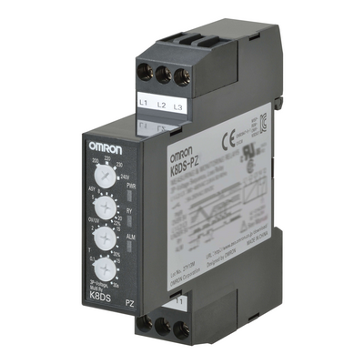 OMRON Monitoring Relay 17.5mm Width, 3 Phase, Excessive and Low Voltage, Adjustable Voltage Asymmetry, Phase Rank Error and Phase Loss, 3 Phase 3 cables, 380 - 480 VAC, 1 SPDT 4548583508286