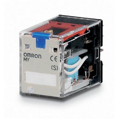 Omron Relay, Plug-in, 8-Pin, DPDT, 10 A, Mech & Led Indicators, Lockable Push to Test Button, Label Facility, Reversed Polarity 4536854363320