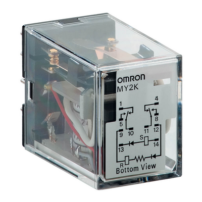 Omron Latching Relay, Plug-in, 14-Pin, DPDT, 3A, LED Indicator 4536853654474