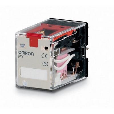 Omron relay, socket, 14 pin, 4PDT, 5 A, mechanical indicator, LED & lockable test switch, 24 VAC 4536854363764