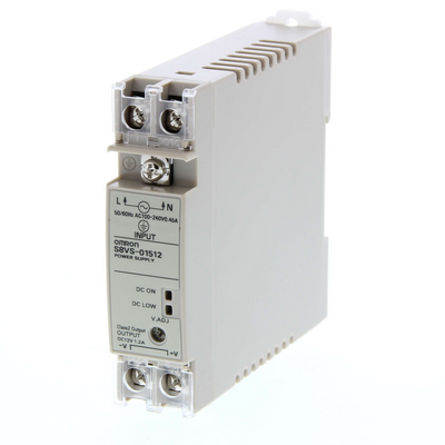 Omron Power Supply, Plastic Case, 22.5 mm Wide DIN Rail or Direct Panel Mounting, 100/240 Vac Supply, 15 W, 12 VDC, 1.2 A Output 4547648711562