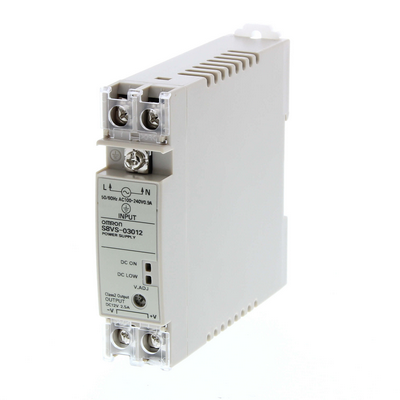 Omron Power Supply, Plastic Case, 22.5 mm Wide DIN Rail or Direct Panel Mounting, 100/240 Vac Supply, 30 W, 12 VDC, 2.5 A Output 4547648711593