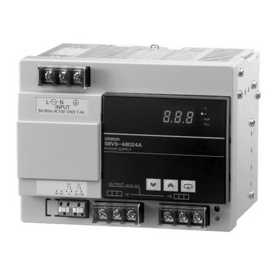 Omron Power Supply, 480 W, 100-240 VAC input, 24 VDC, 20.0 A Output, DIN RAY Mounting, NPN/PNP alarm output, current, voltage, peak current and total working time digital display 4547648711678
