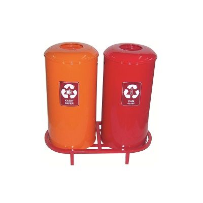 Recycling Bucket Set, Hisar, With Stand, Painted