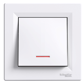 Asfora – Illuminated Liht Button, Framed, Screw Connection – White-3606480525742