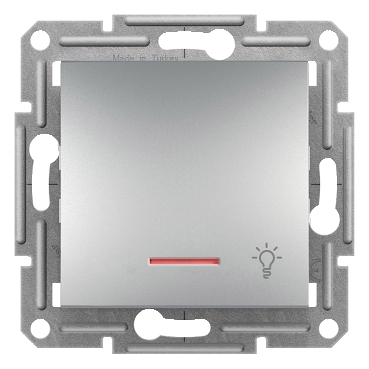 Asfora Plus Illuminated Push Button "Light" Marked Aluminum, without screws, without frame-3606480728587