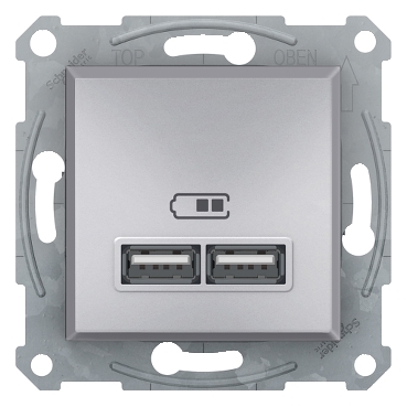 Asfora USB Socket 2.1A aluminum-3606481142368