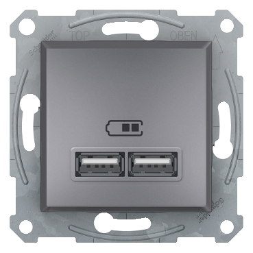 Asfora USB Socket 2.1A steel-3606481142375