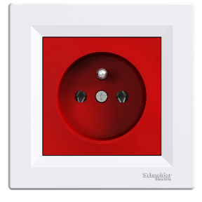 Asfora – Red Body Ups Socket, 16A, Framed – White-3606480525971