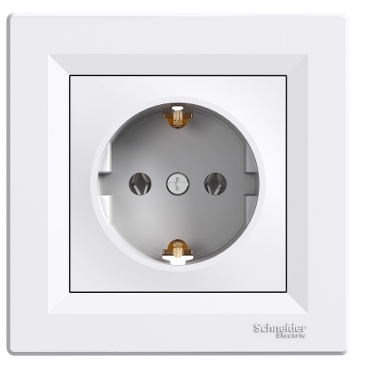 Asfora Grounded Socket White, screwed, with frame-3606480526084