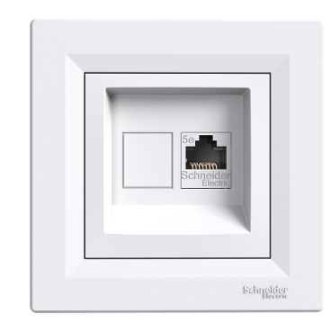 Asfora 1*RJ45 Data socket without connector White, without screws, with frame-3606480660214