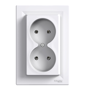Asfora – Pl Standard Double Socket, 16A, Framed – White-3606480527630