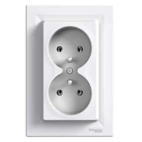 Asfora – Pl Standard Double Ups Socket, 16A, Framed – White-3606480527692