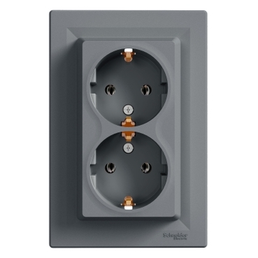 Asfora Double Grounded Socket Steel-3606480730801