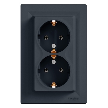 Asfora Double Grounded Socket Anthracite-3606480729935