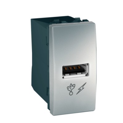 Unica USB power supply 2.0 - 1 Module, aluminum-3606485407739